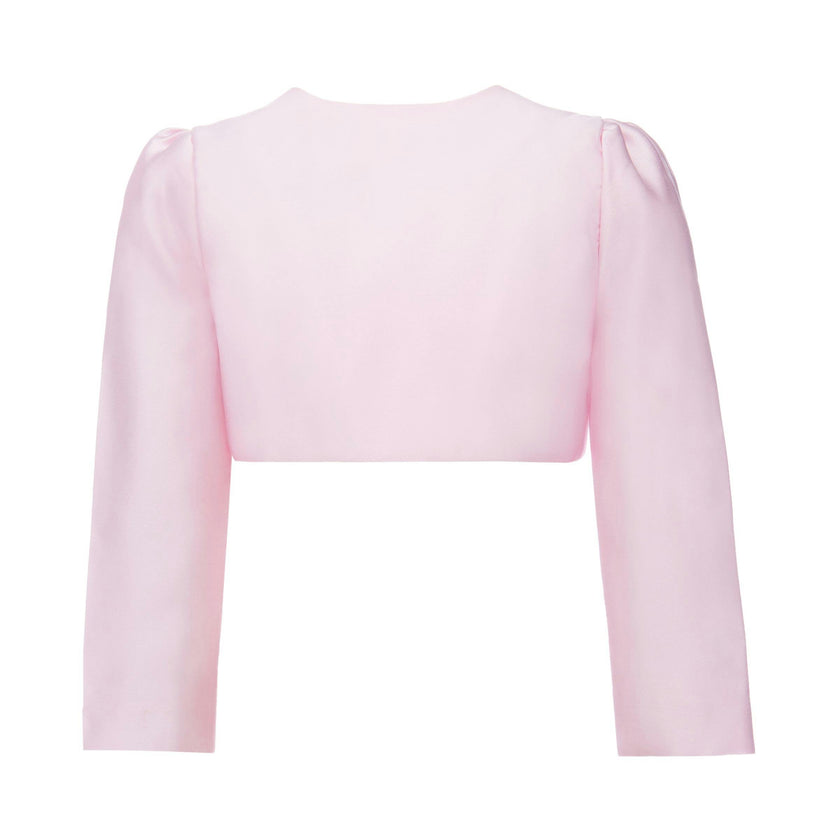 Blush Cropped Satin Cardigan