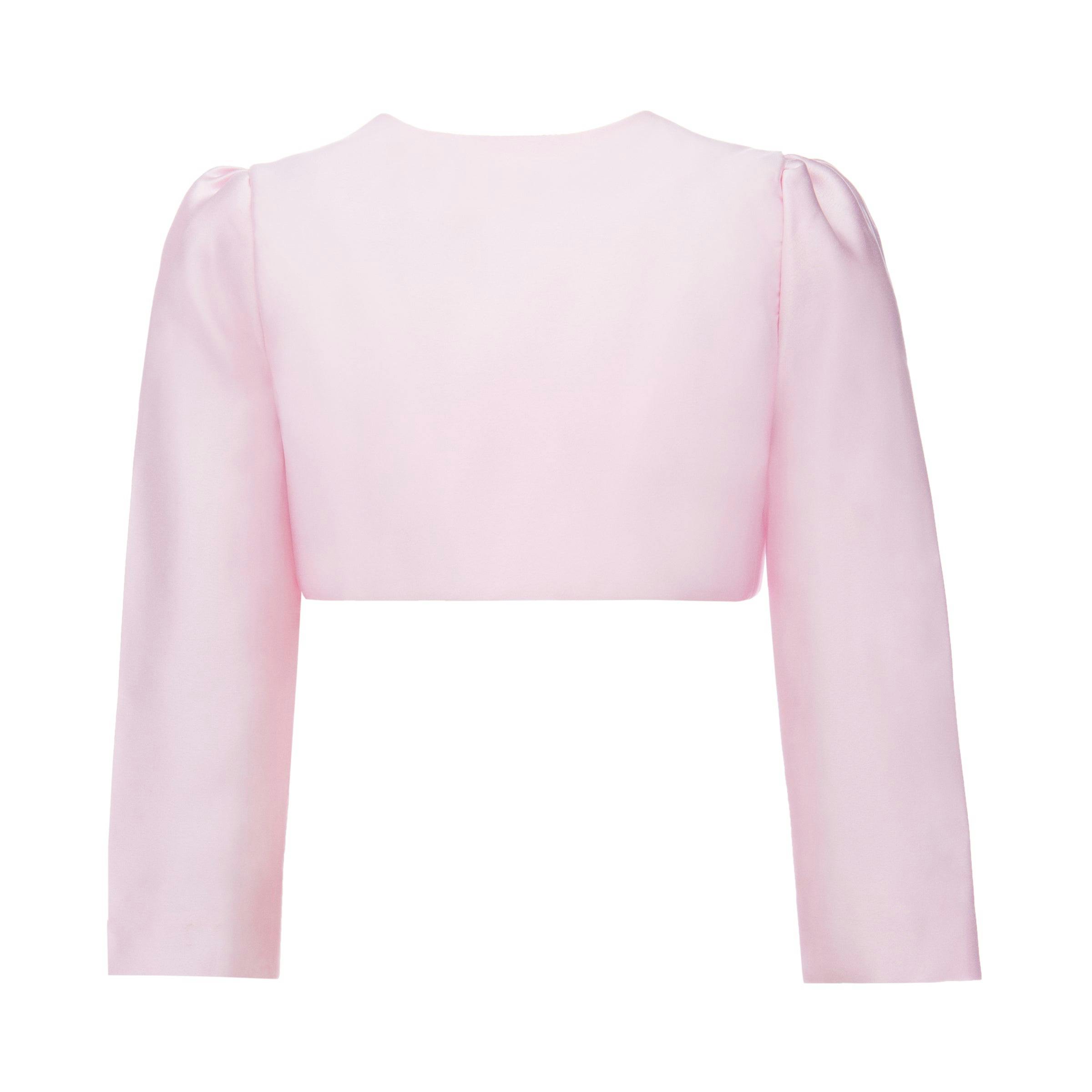 Blush Cropped Satin Cardigan