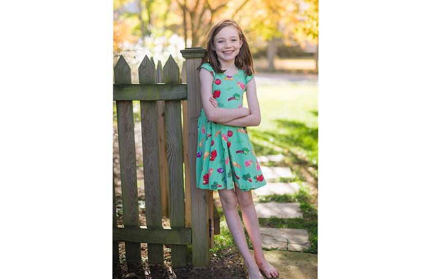 Racer Back Twirly Dress in Greens Market