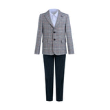 Blue Noah Plaid Blazer Suit Set with Shirt