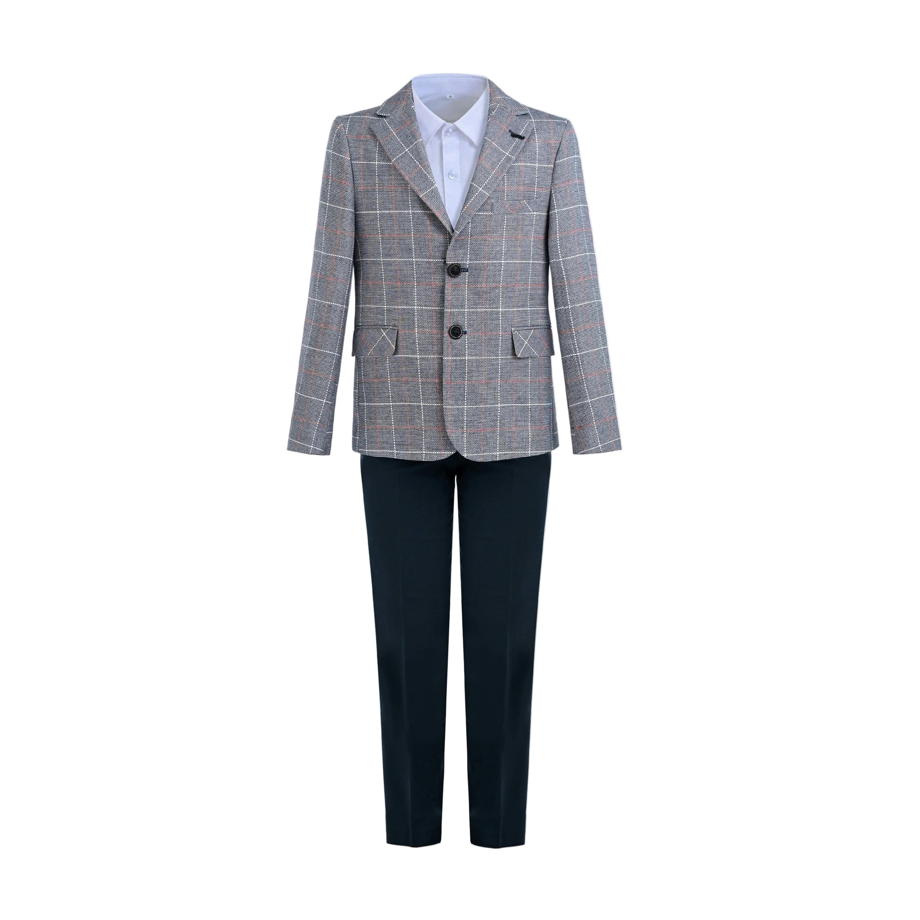 Blue Noah Plaid Blazer Suit Set with Shirt