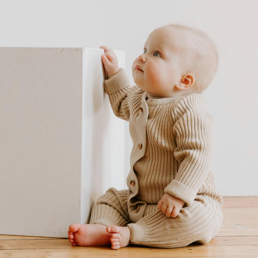 Organic Cotton Rib Romper with Magnetic Buttons