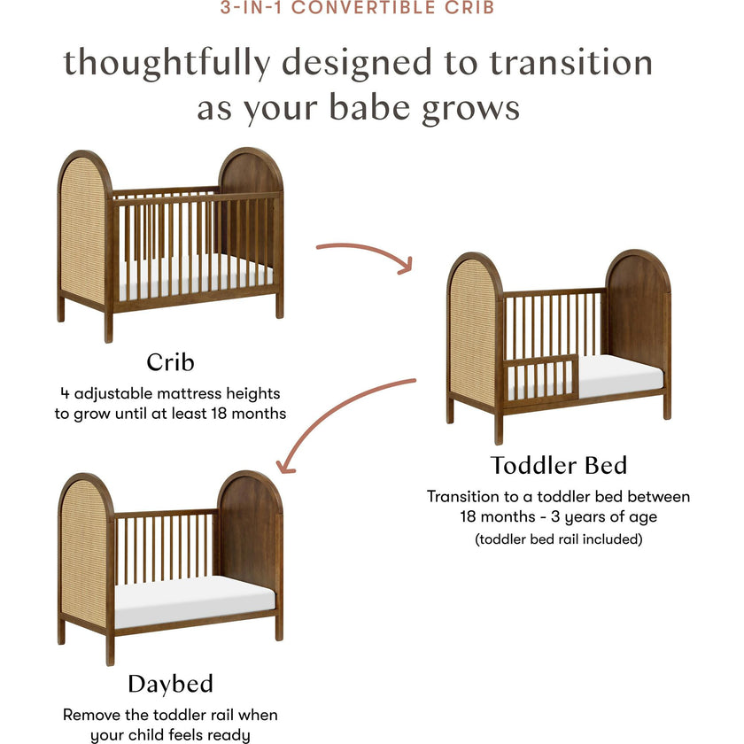 Bondi Cane 3-in-1 Convertible Crib with Toddler Bed Conversion Kit