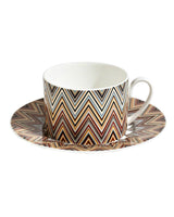 Tea Cup & Saucer Zig Zag Set of 2 In Luxury Box Jarris 148 Diam. 3.3"