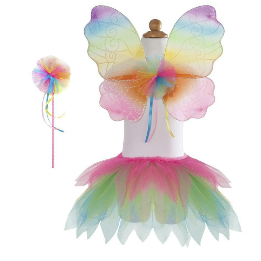 Neon Rainbow Skirt Wings and Wand Set