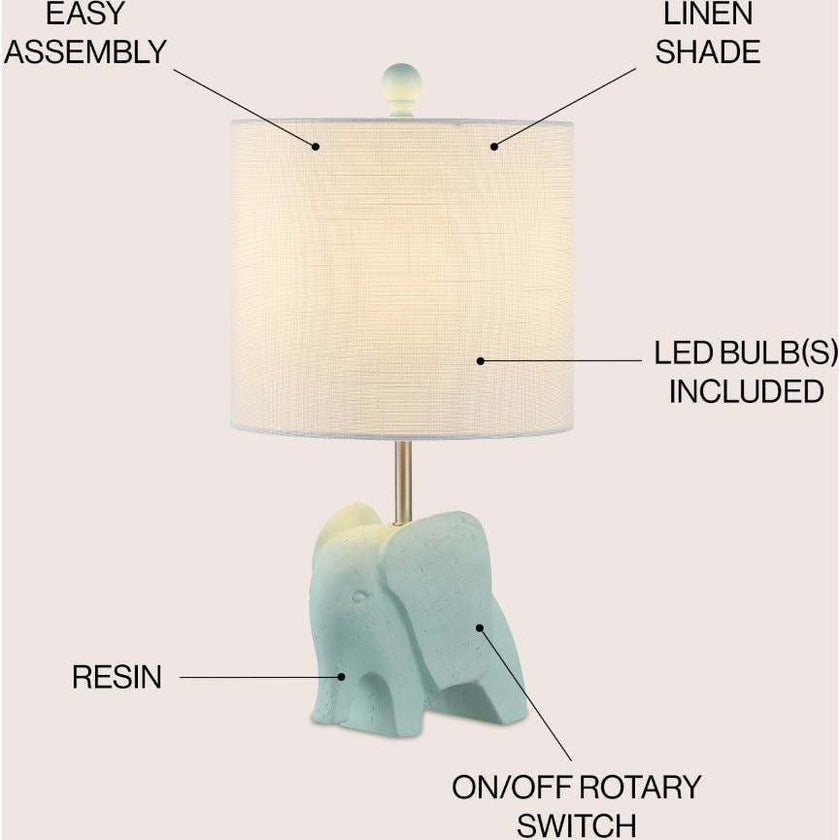 Koda Eclectic Southwestern Resin/Iron Elephant LED Kids Table Lamp