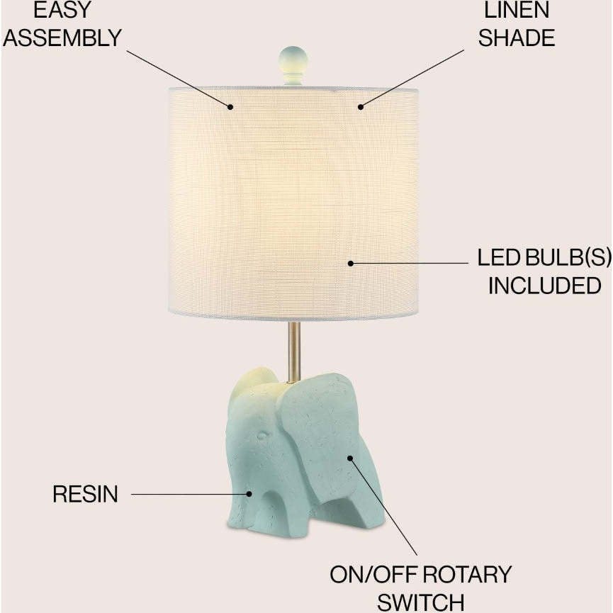 Koda Eclectic Southwestern Resin/Iron Elephant LED Kids Table Lamp