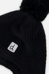 Winter Peruvian Knit Hat with Pompom Black