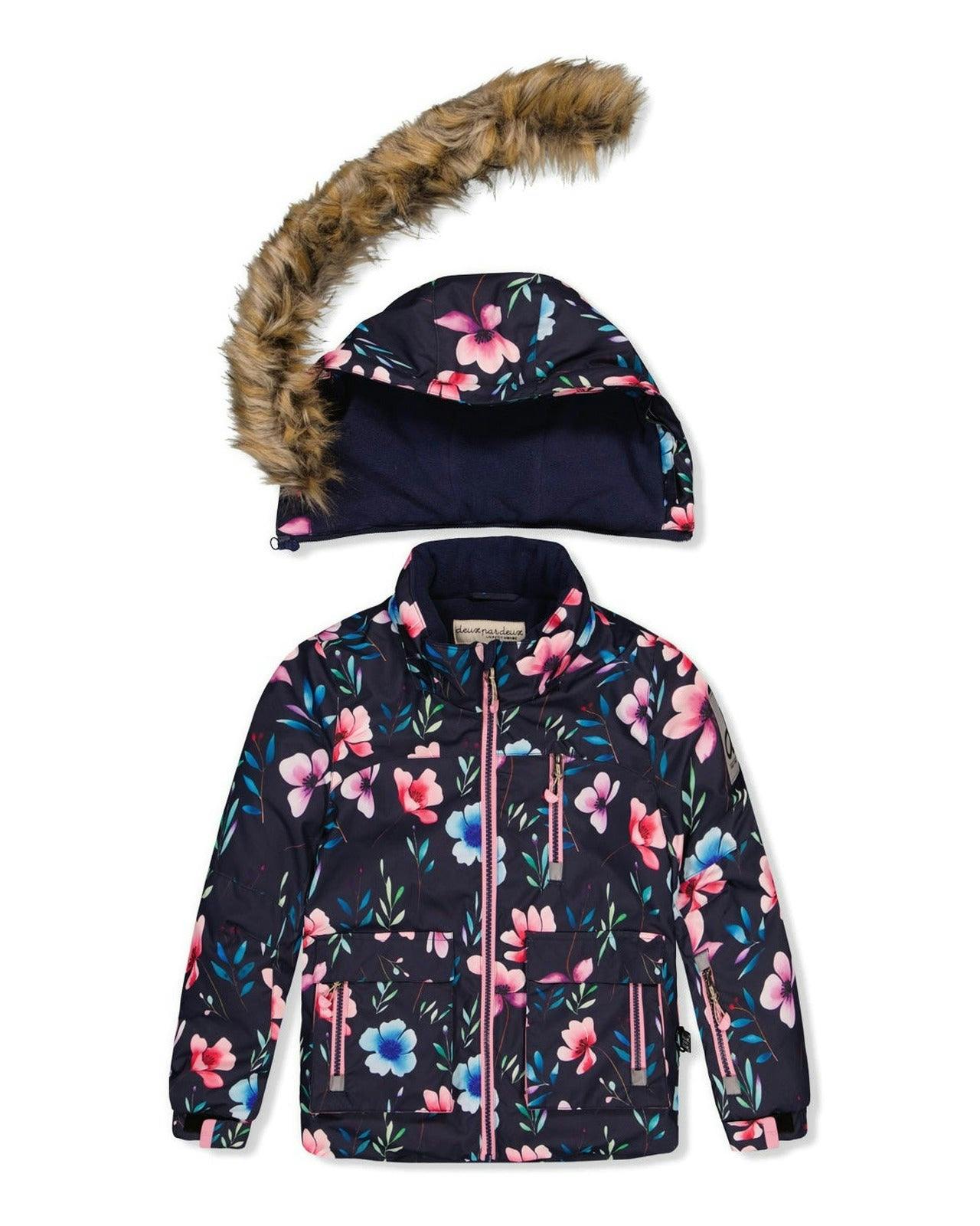 Two Piece Play Snowsuit Blue Floral Print