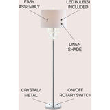Abigail 61" Crystal / Metal LED Floor Lamp