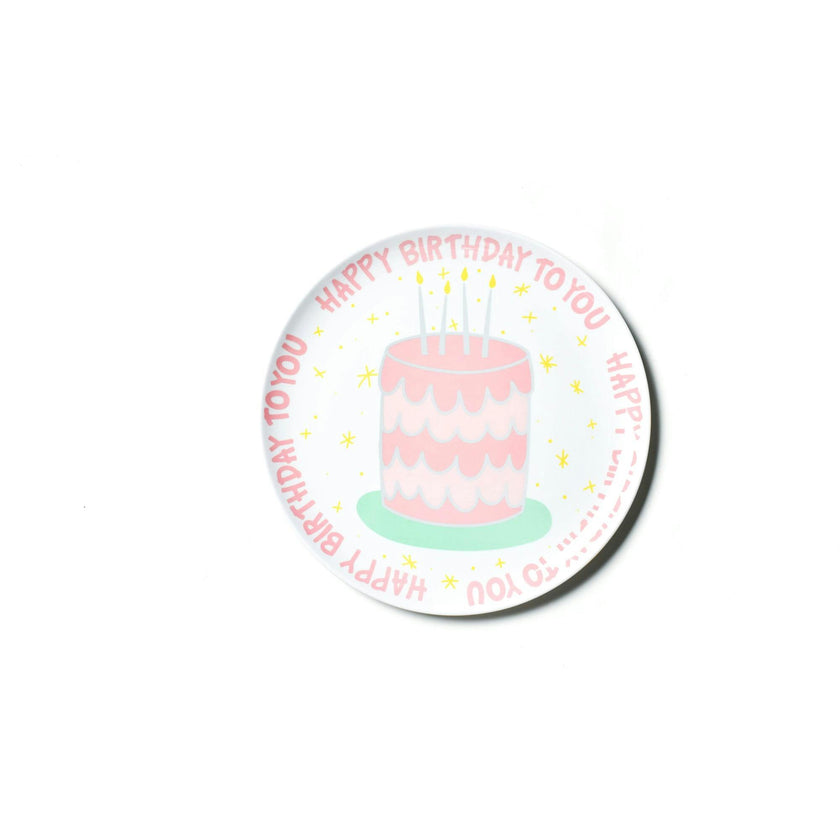 Pink Happy Birthday Cake Melamine Dinner Plate