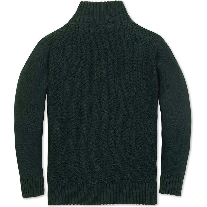 Organic Long Sleeve Half Zip Cable Pullover Sweater, Green