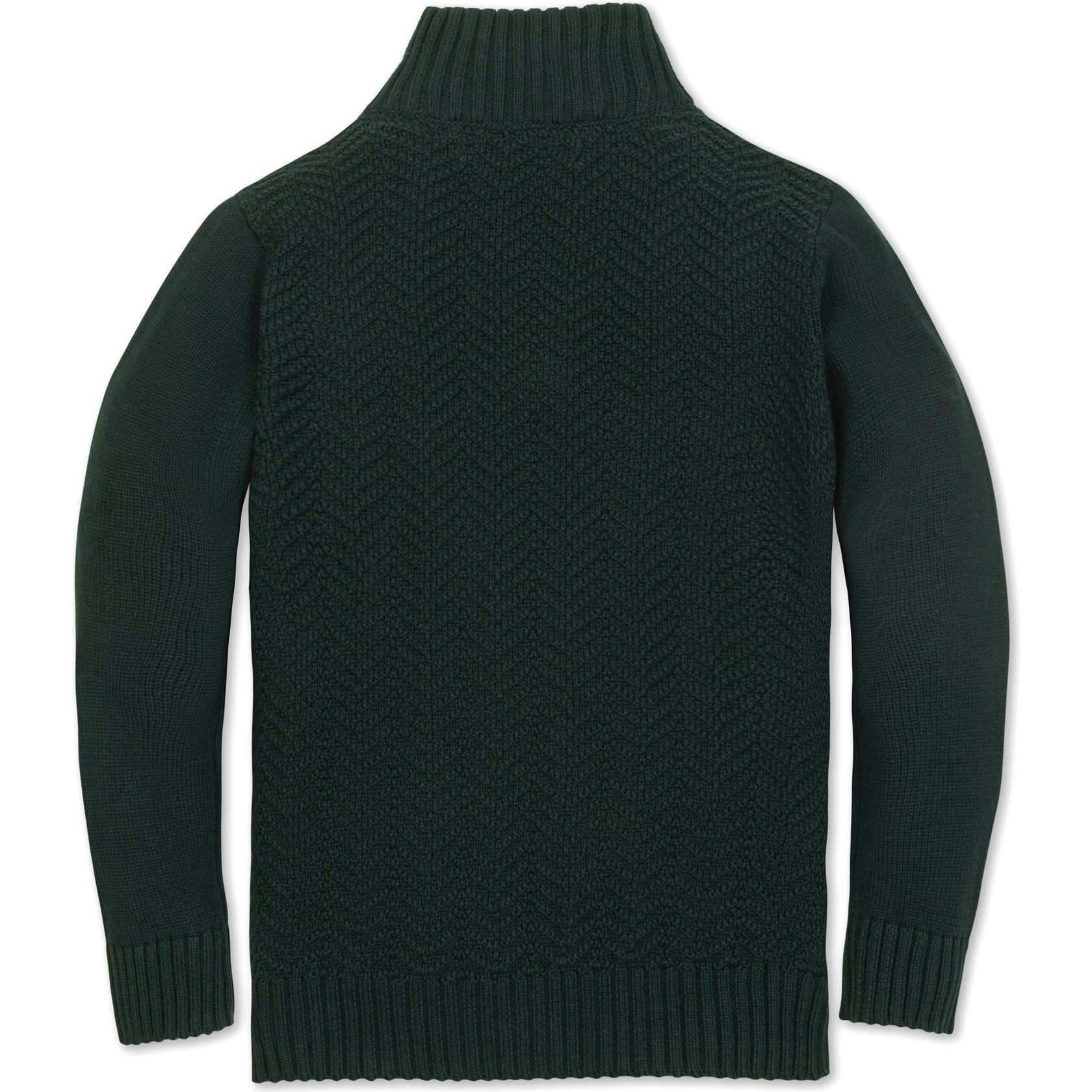 Organic Long Sleeve Half Zip Cable Pullover Sweater, Green