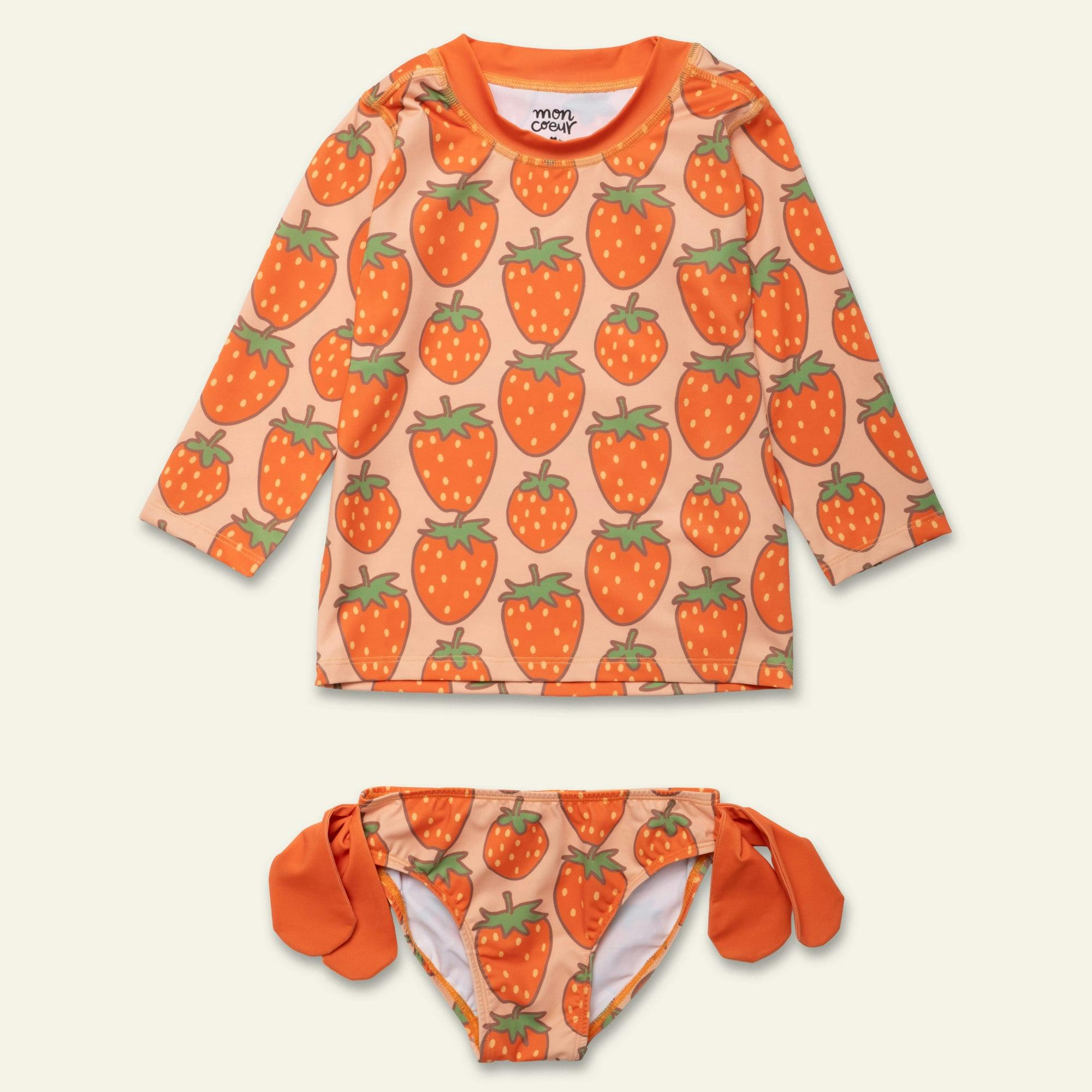 Recycled Strawberry Rashguard Bikini Set
