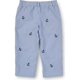 Stripe Fake Fly Pants With Anchors