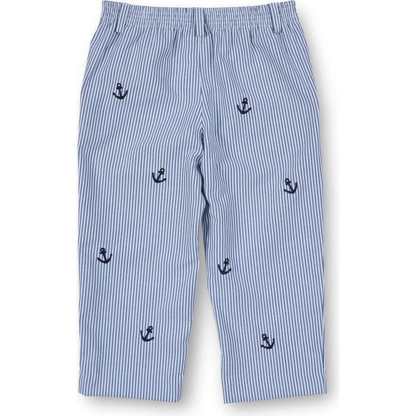 Stripe Fake Fly Pants With Anchors