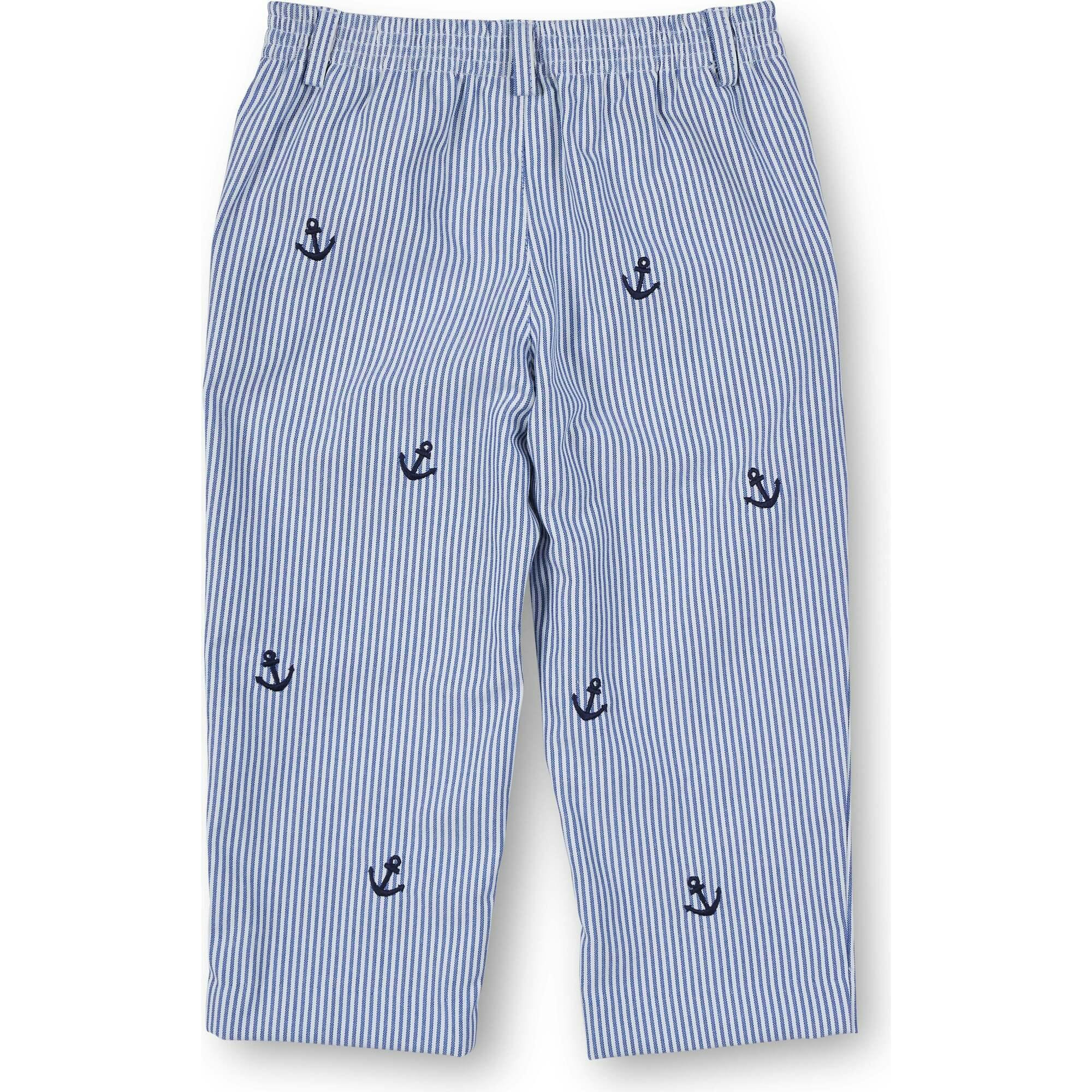Stripe Fake Fly Pants With Anchors