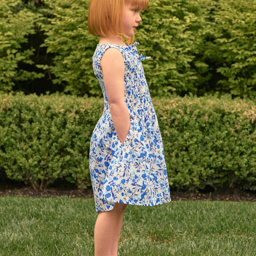 Mini Ana Dress in Ditsy Cobalt Floral