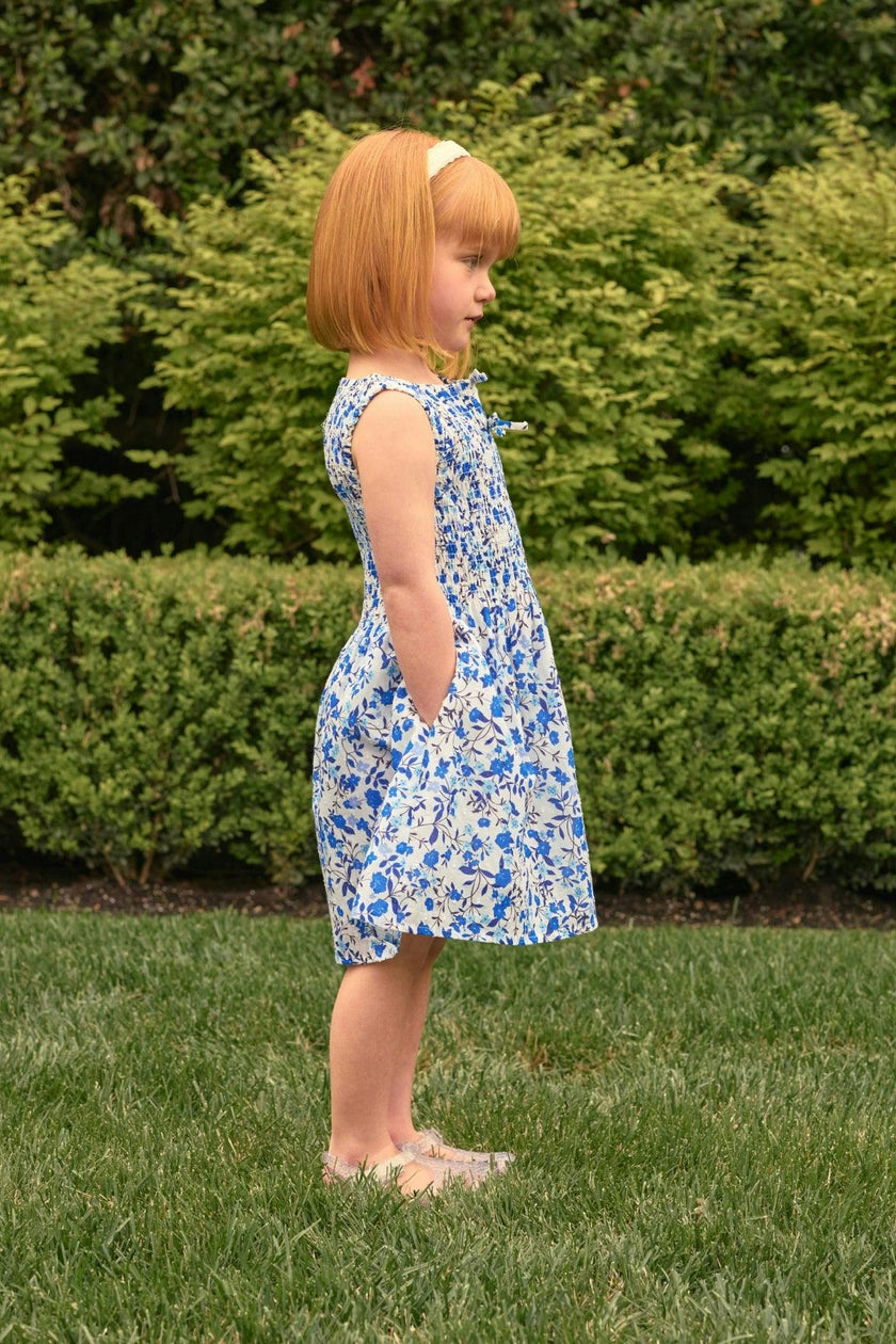 Mini Ana Dress in Ditsy Cobalt Floral