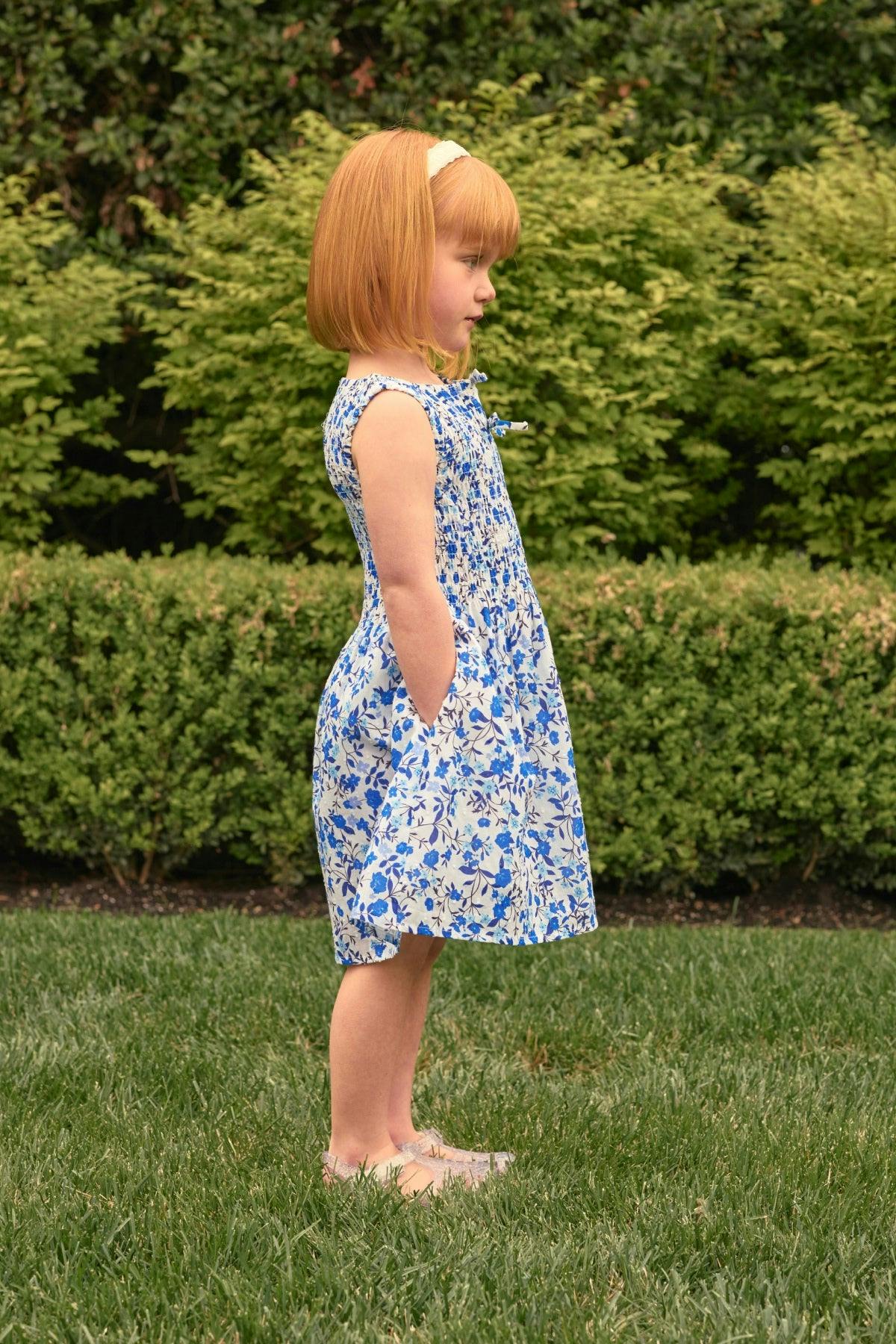 Mini Ana Dress in Ditsy Cobalt Floral