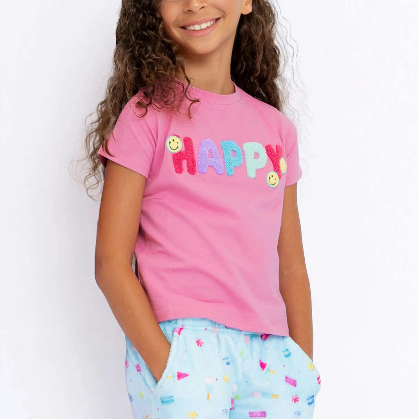 Happy Applique Short Sleeve Tee