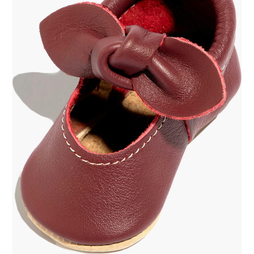 Winterberry Knotted Bow Baby Shoe