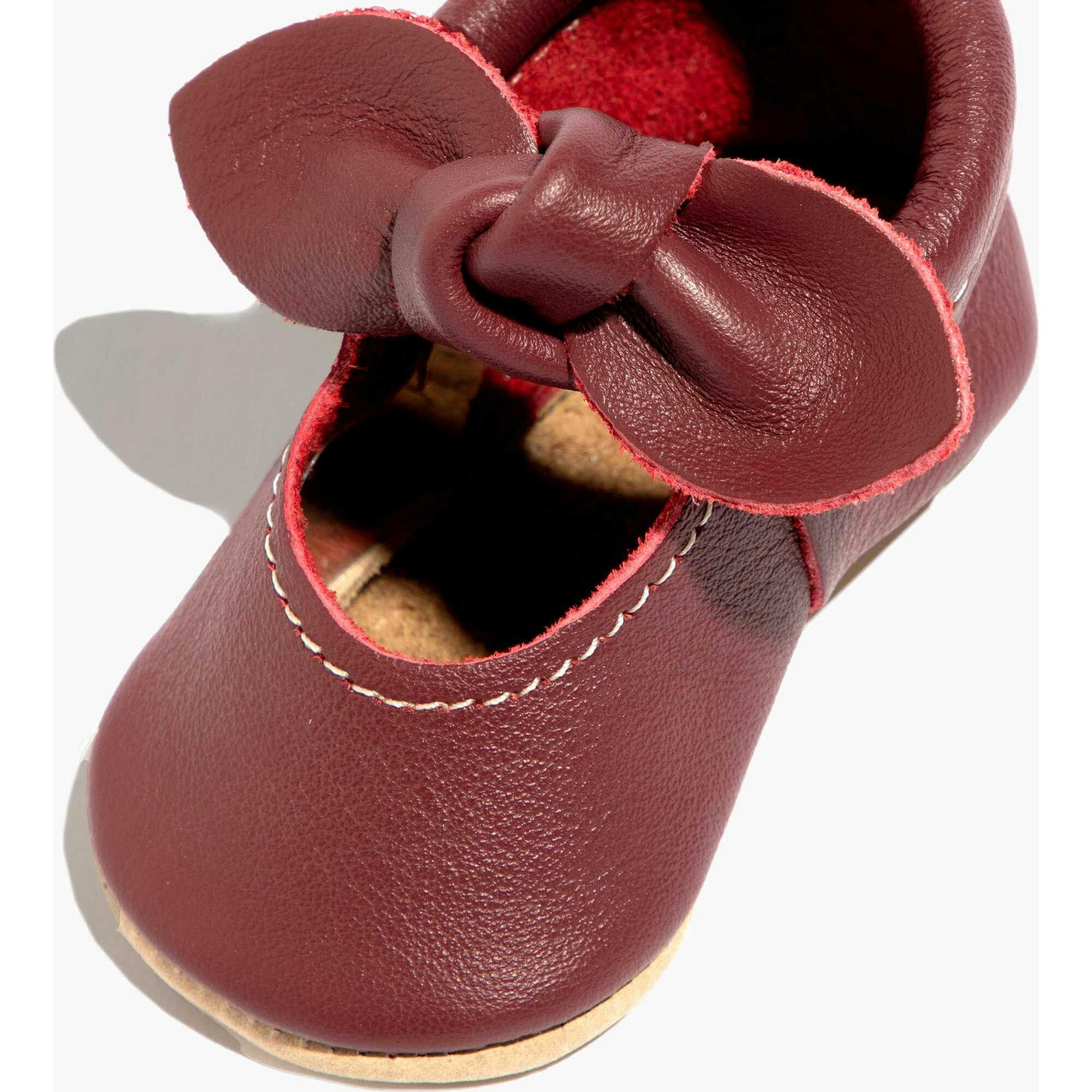 Winterberry Knotted Bow Baby Shoe