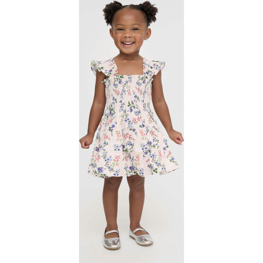 The Baby Ellie Nap Dress - Pink Scallop Bow Chintz