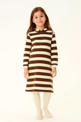 Girls Striped Hoodie Dress