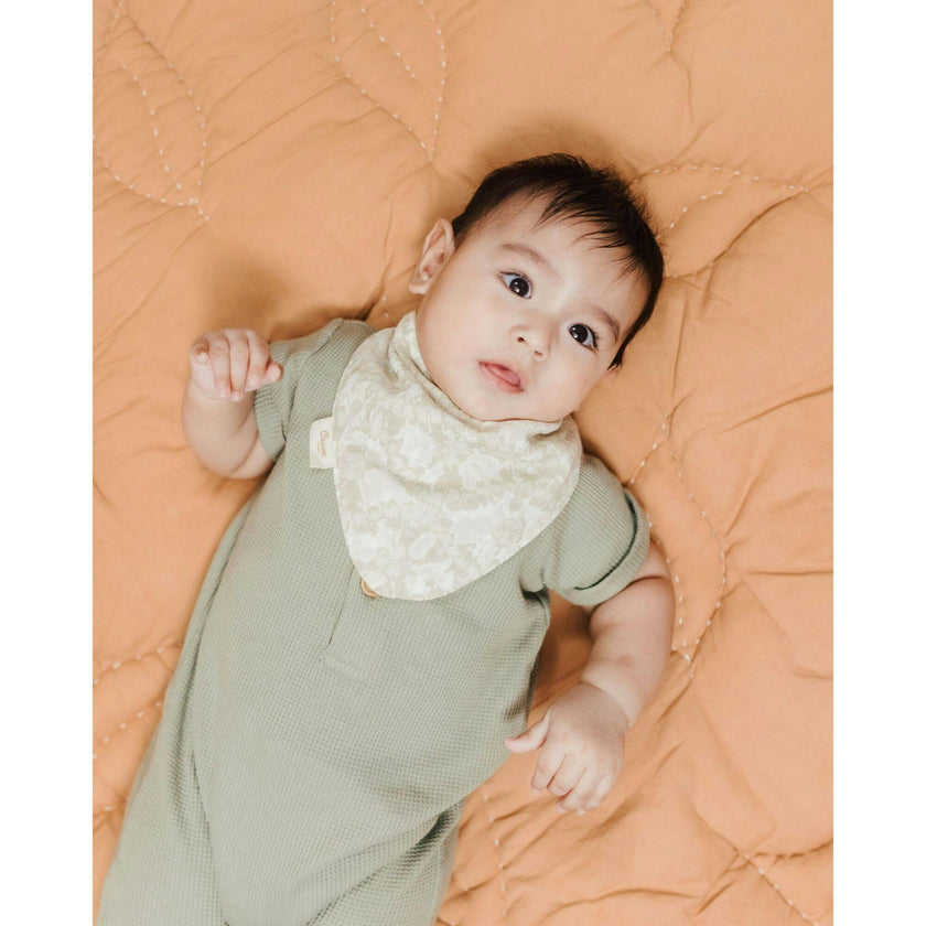 Willow 3-pc Muslin Baby. Bib Set (Neutral Leaf)