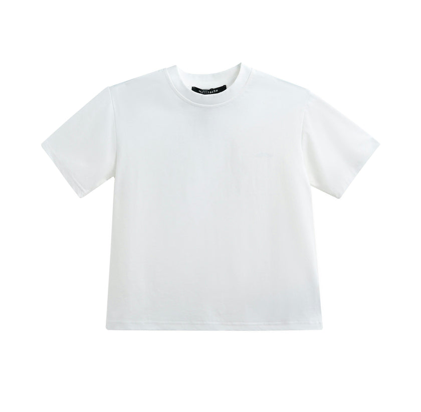 White T-Shirt with Mustache Detail