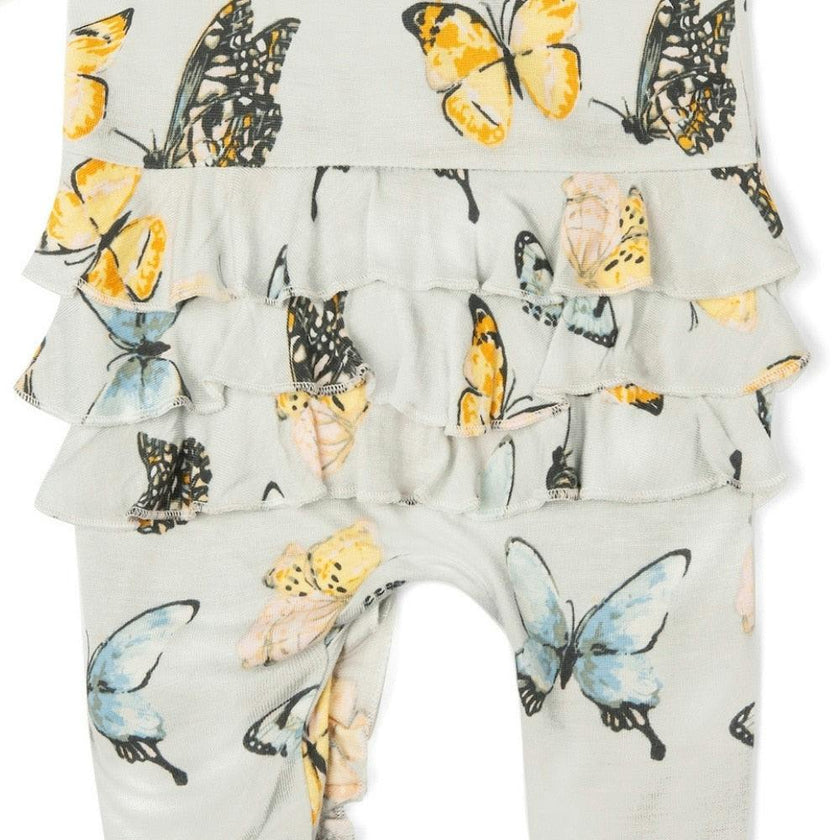 Bamboo Ruffle Zipper Footed Romper