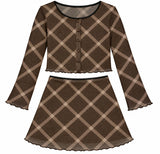 Girls Lauren Mesh Diamond Cardigan And Skirt Set