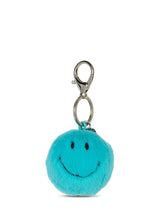 Smiley Keychain ECO Fuzzy Teal - 2"