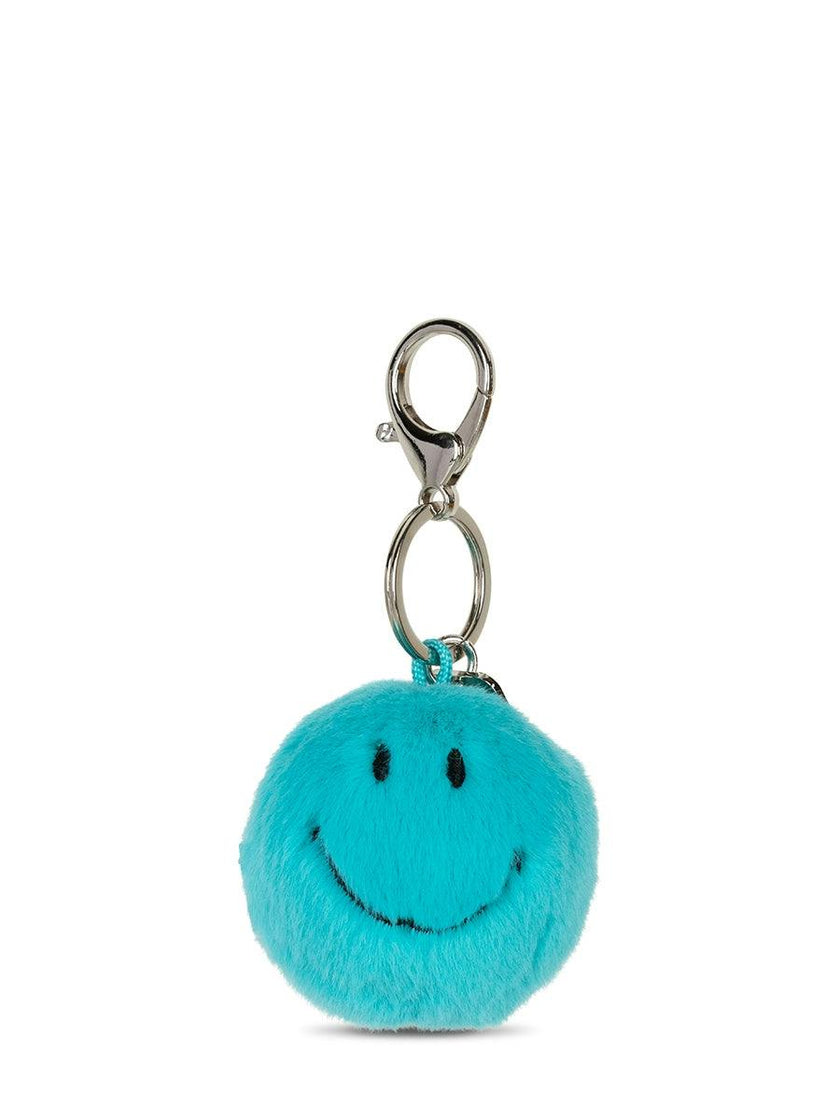 Smiley Keychain ECO Fuzzy Teal - 2"