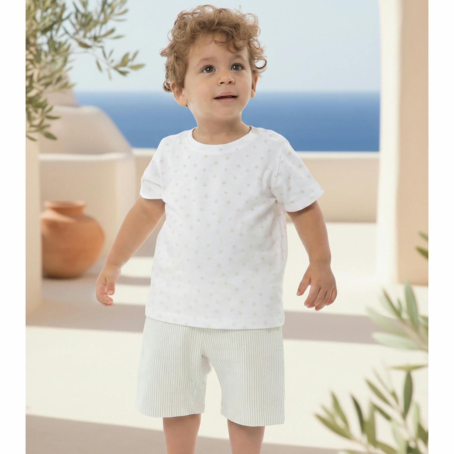 Bob Baby Shorts Cotton, Beige Stripe