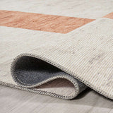 Raita Modern Distressed Stripe Machine-Washable Area Rug, White
