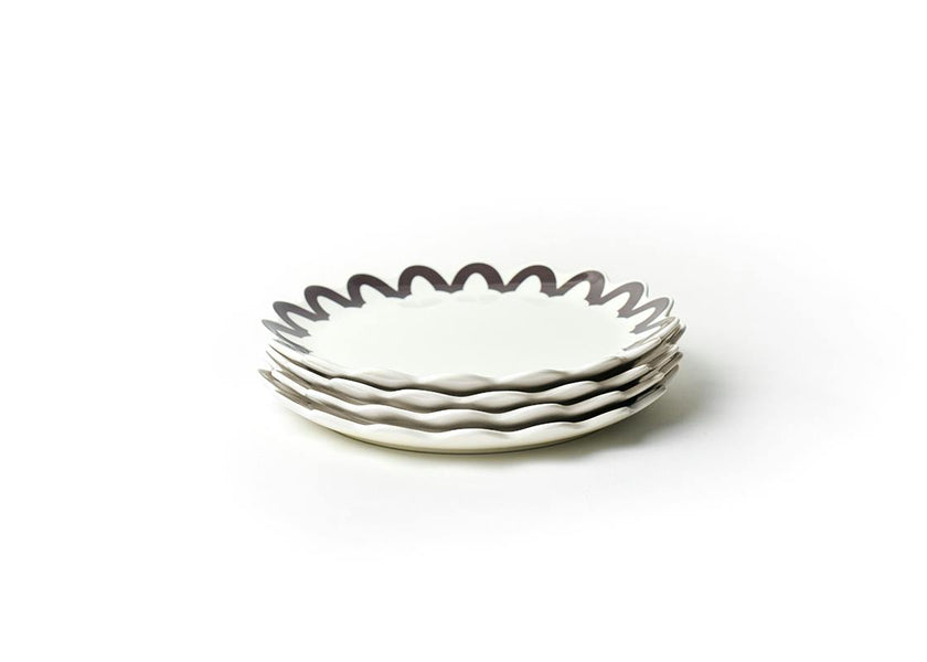 Russet Arabesque Trim Scallop Dinner Plate Set of 4