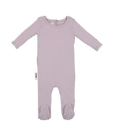Ribbed Fine Cotton Footie Pale Purple