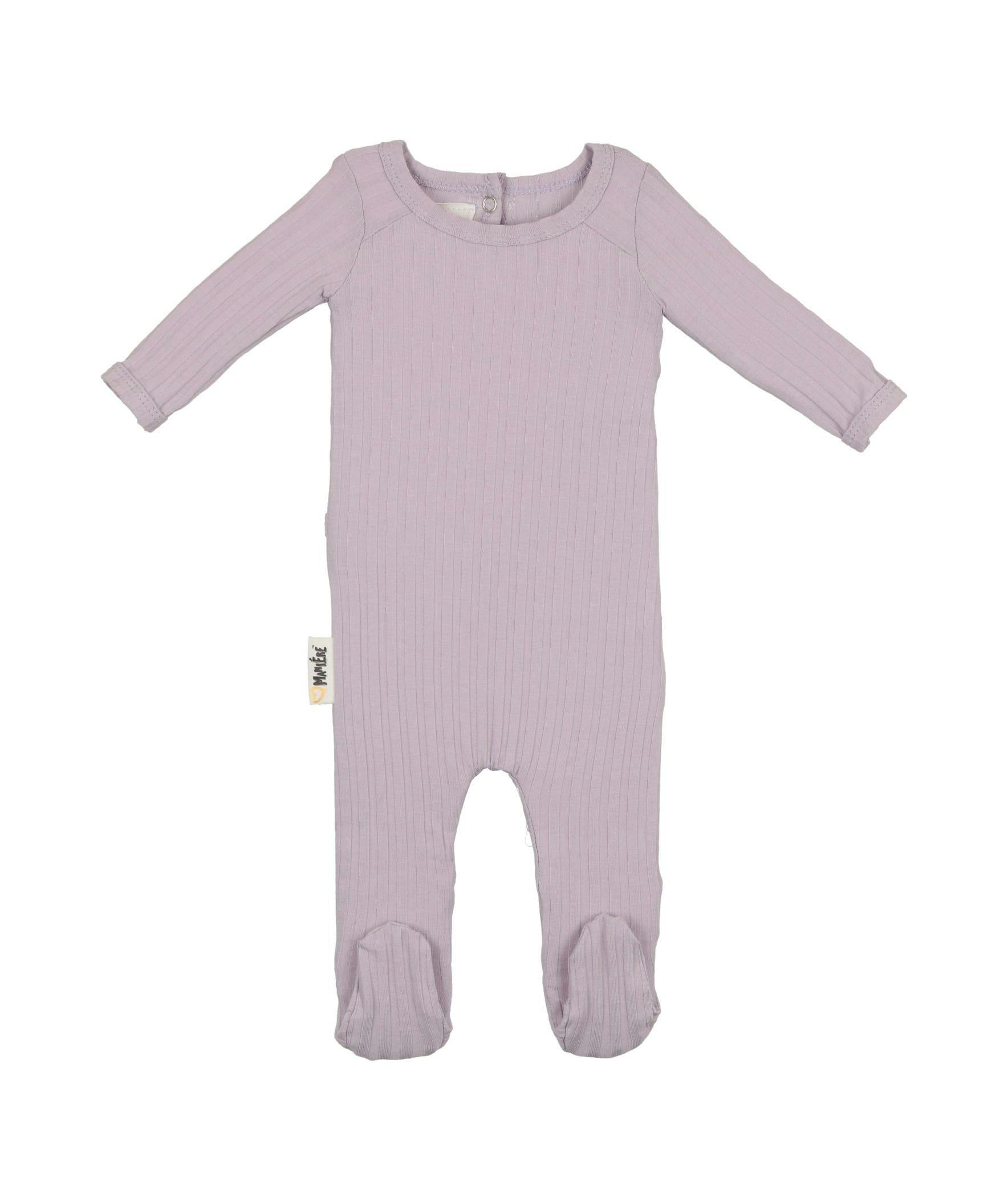 Ribbed Fine Cotton Footie Pale Purple