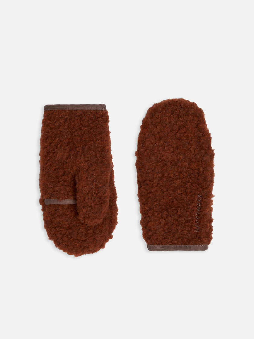 children's merino mittens with flap - clay 6y+