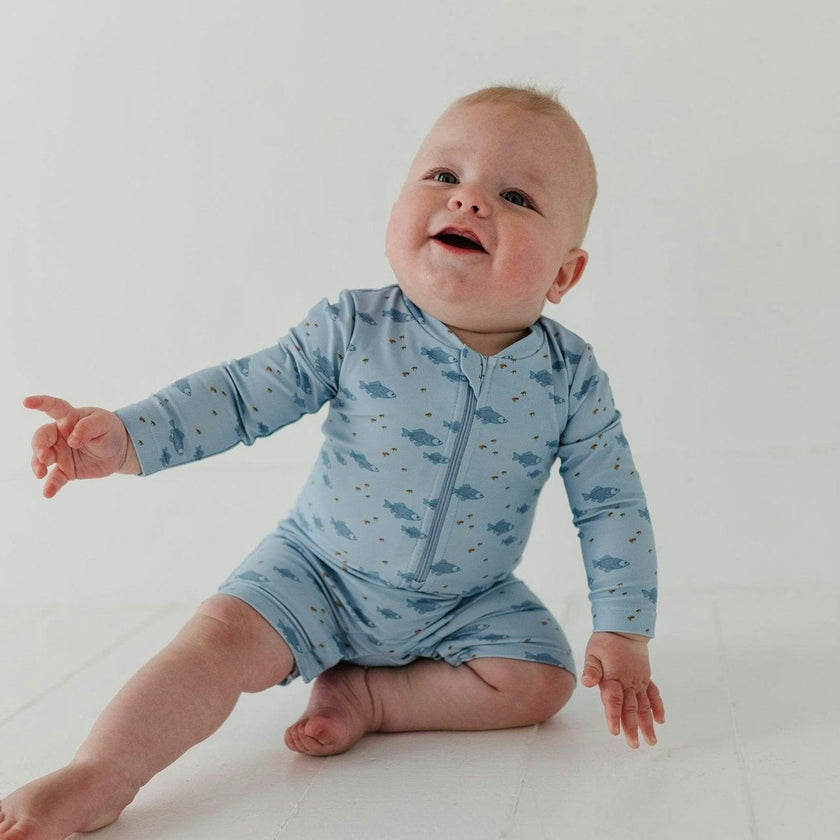 Baby Boy One-Piece Rash Guard Swimsuit in Fish