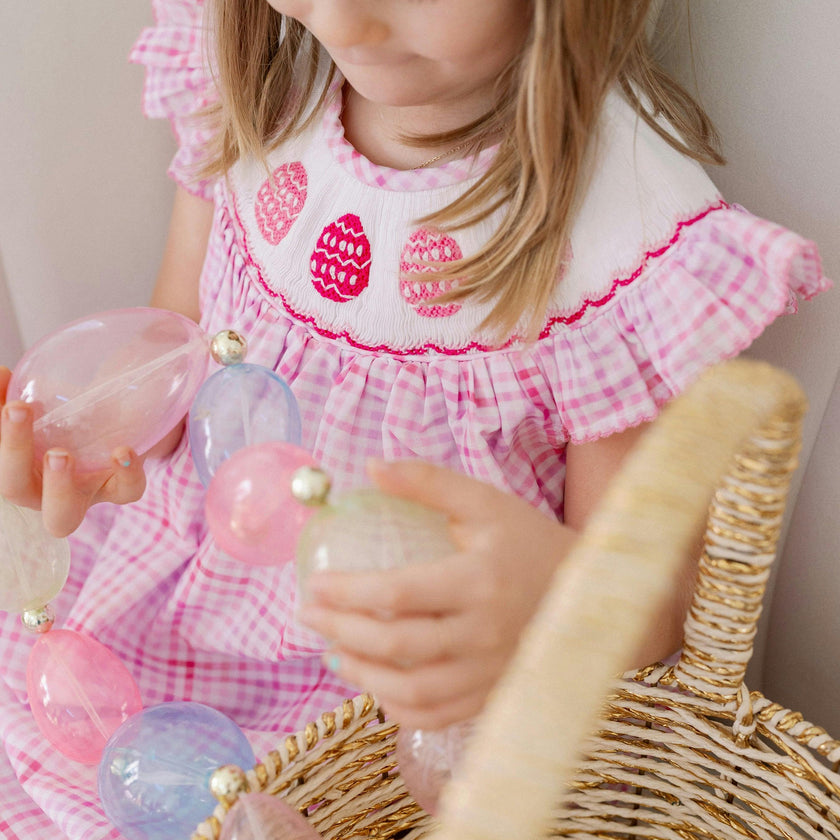 Pink Easter Egg Smocked Dress