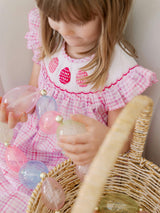 Pink Easter Egg Smocked Dress