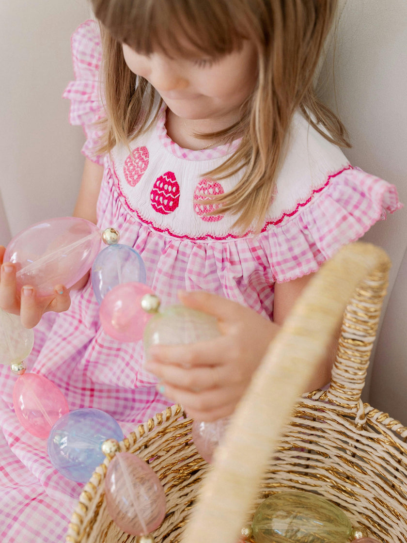 Pink Easter Egg Smocked Dress
