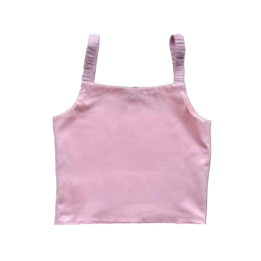 Pink Ruffle Strap Tank Top