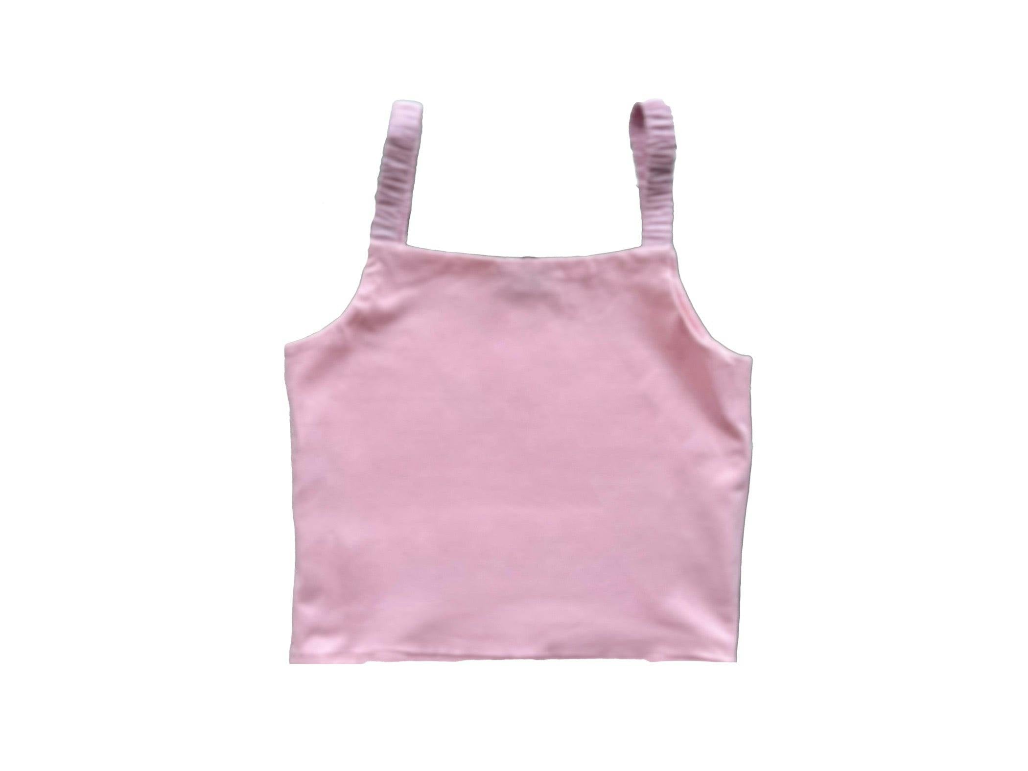 Pink Ruffle Strap Tank Top