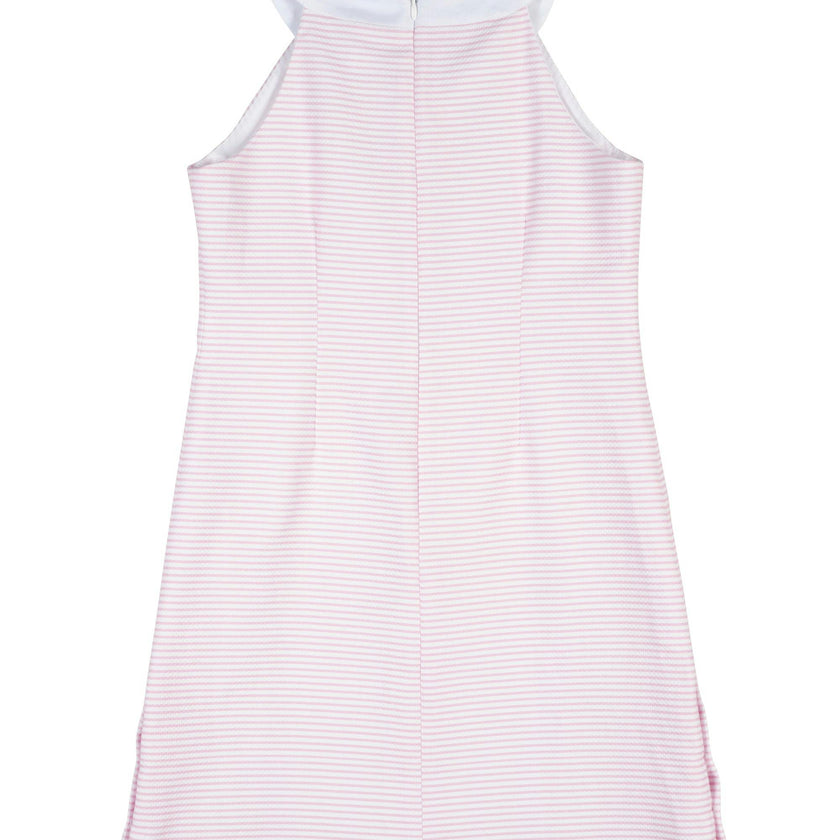 Stripe Pique Dress With Side Buttons