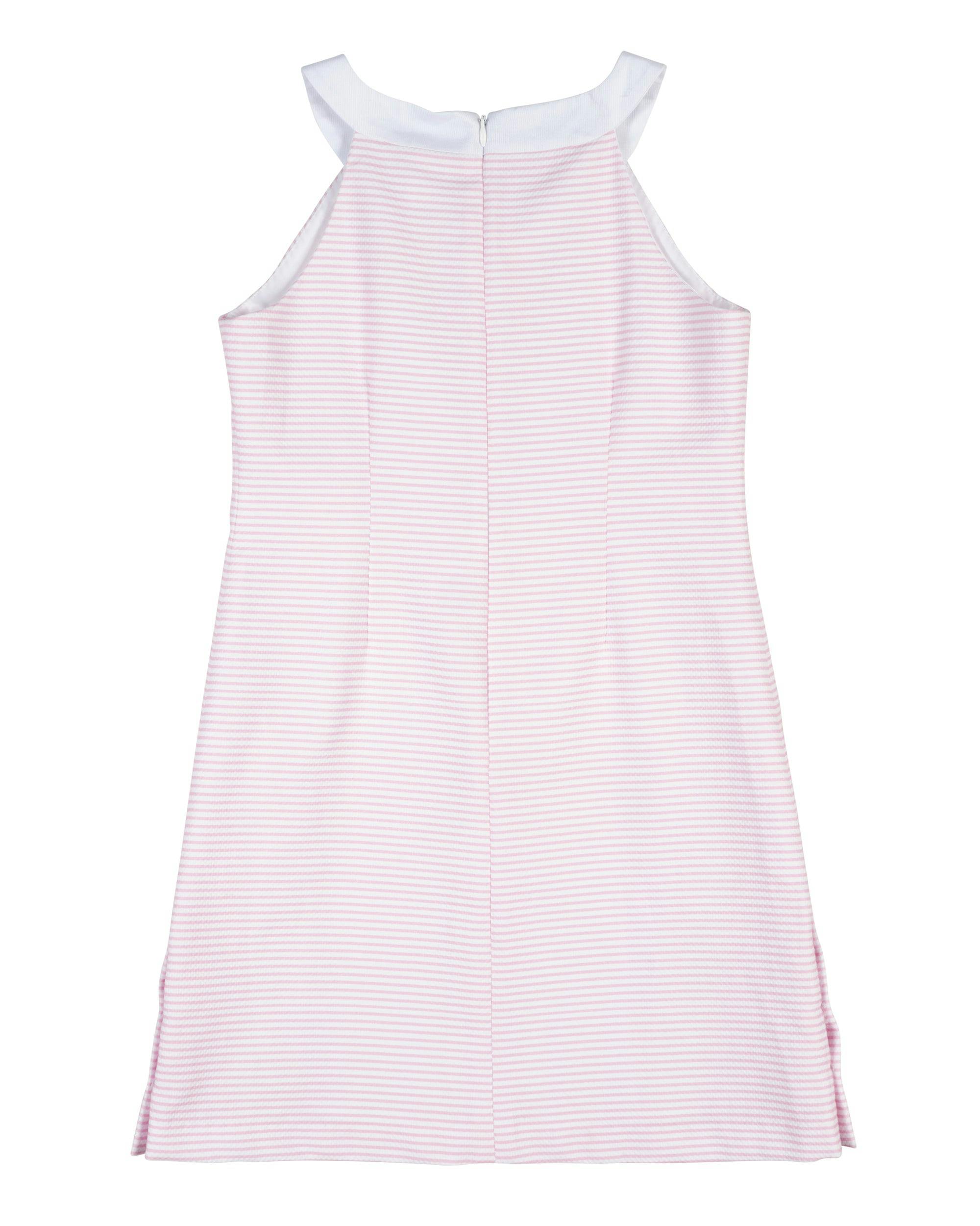 Stripe Pique Dress With Side Buttons
