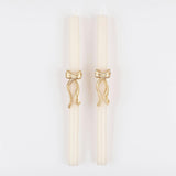 Gold Stripy Bow Table Candles